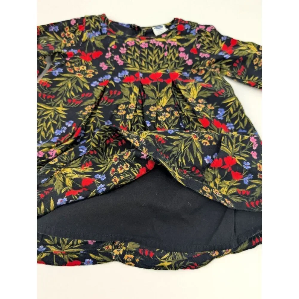Old Navy Floral Baby Dress Girl 3-6 M Black 100% Cotton